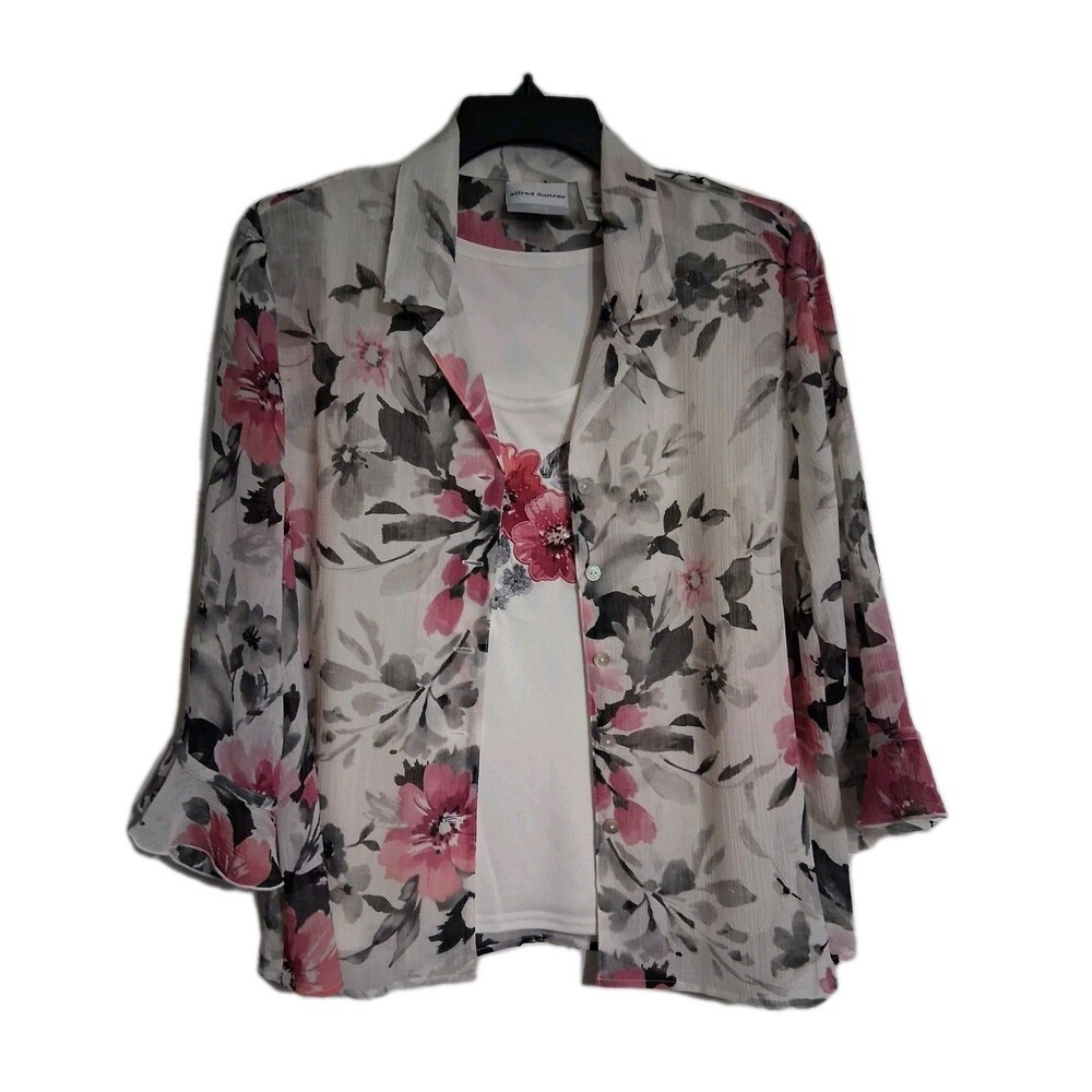 Women's Alfred Dunner Petite 3/4 Sleeve Blouse W/attached Tank Size 10P